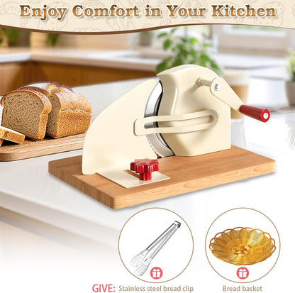 Manual Adjustable Bread Slicer Homemade Sourdough Bread Cutter with Scale Line, Bottom Suction Cup, with Clip and Plate (White)8
