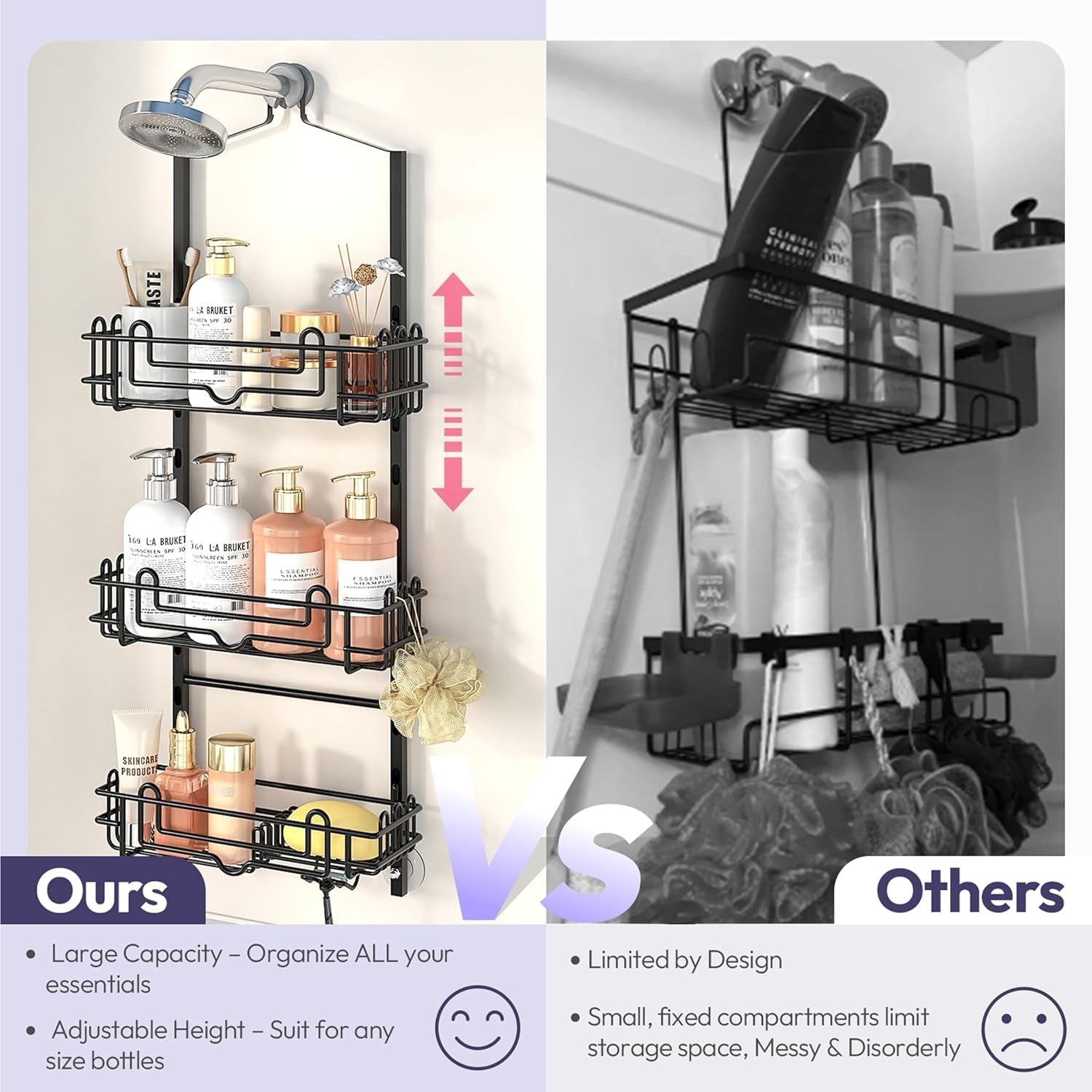 shower-caddy-hanging-organizer-3-tier-rustproof-shower-organizer-over-showerhead-with-adjustable-baskets-24-hooks-soap-razor-holder-no-drill-large-bathroom-storage-rack-black
