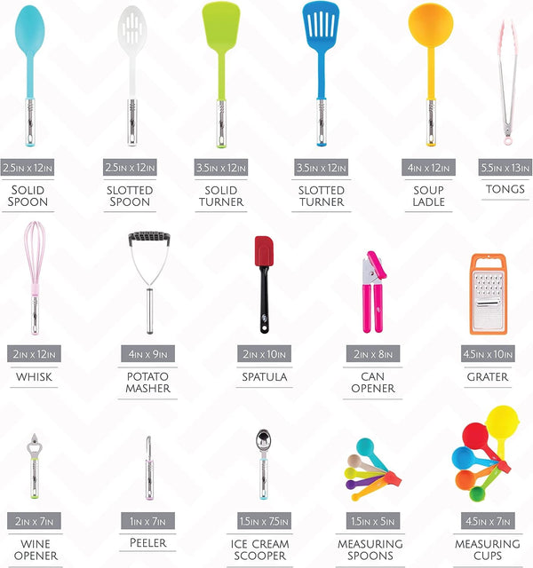Kitchen Utensils Set, Cooking Utensil Set Kitchen Gadgets, Pots and Pans Set Nonstick and Heat Resistant, 24 Pcs Nylon and Stainless Steel, Spatula Set, Apartment Essentials Kitchen Cookware Sets2