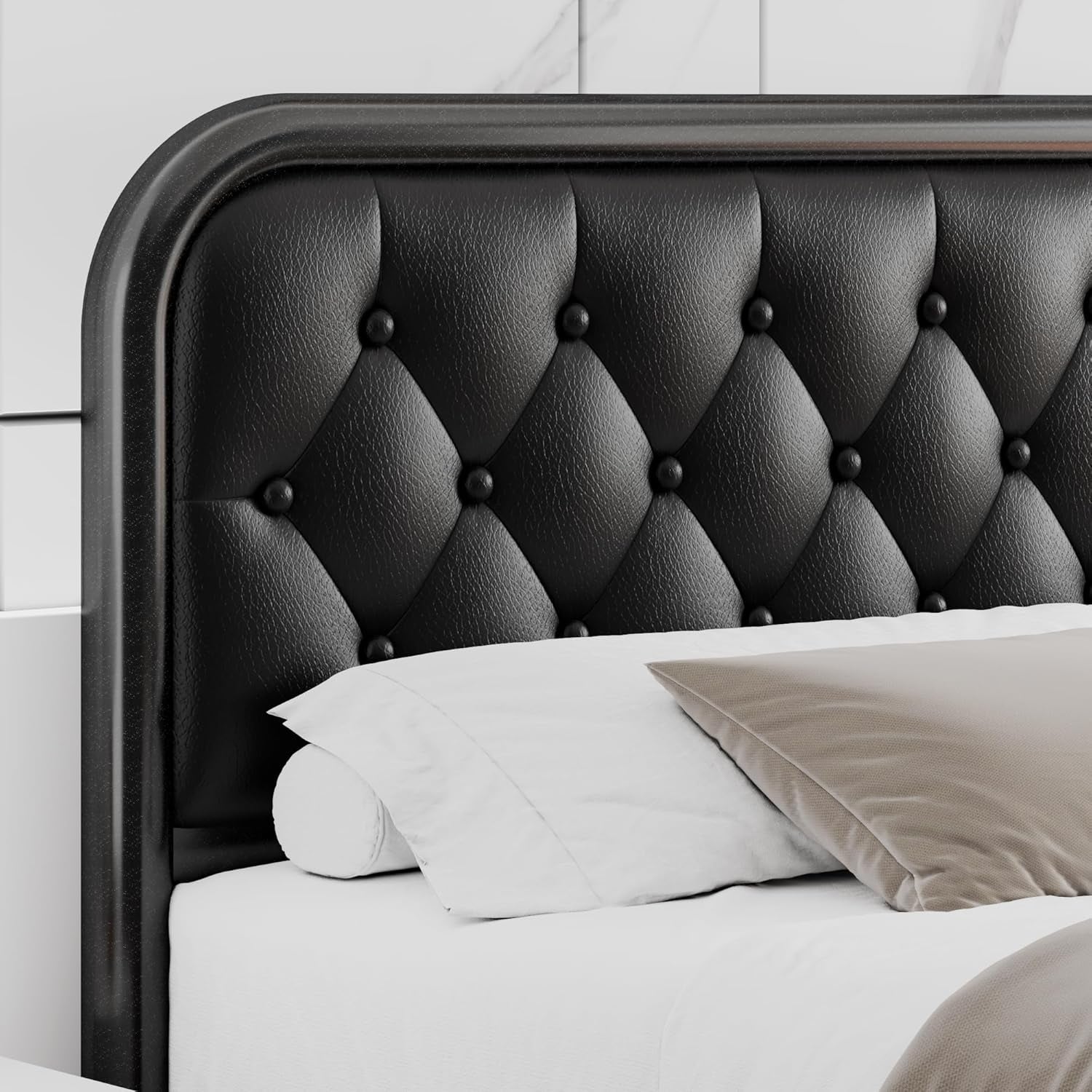 full-size-metal-bed-frame-with-button-tufted-leather-upholstered-headboard-and-footboard-u-shape-support-foundation-no-box-spring-required-black