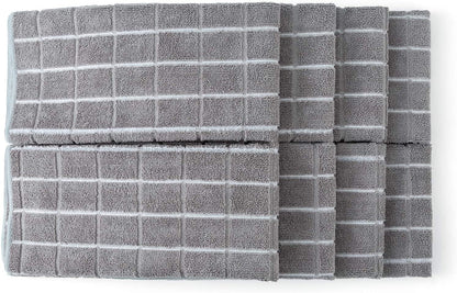 Microfiber Dish Towels - Soft, Super Absorbent and Lint Free Kitchen Towels - 8 Pack (Lattice Designed Gray Colors) - 26 X 18 Inch2