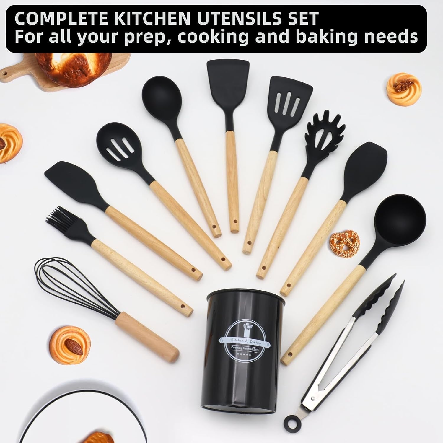 12-piece-silicone-kitchen-utensils-set-with-wooden-handle-non-stick-heat-resistant-cooking-utensils-446-f-includes-spatula-spoon-turner-tongs-whisk-great-for-home-cooks-black