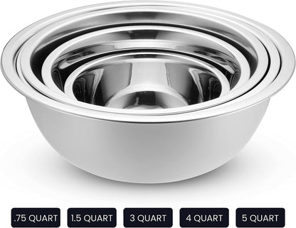 10-Piece Stainless Steel Mixing Bowl Set with Lids for Food Prep & Storage5