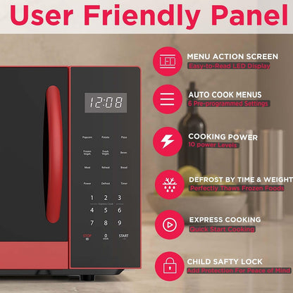 FRIGIDAIRE EMW953RED Microwave Oven, 900 Watts with 10 Power Levels, Red3