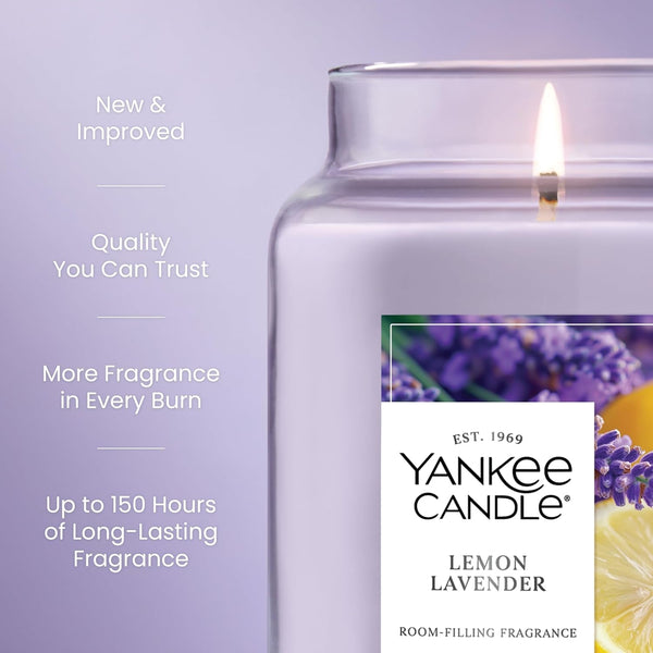 Lemon Lavender Scented Candle, 22Oz Large Jar with up to 150 Hour Burn Time, Giftable, Birthdays3