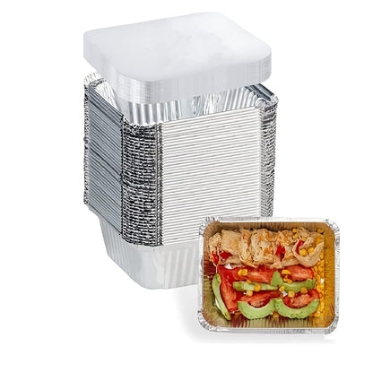 1 Lb Small Aluminum Pans with Lids(40 Pack - 5"×4") Tin Foil Pans Disposable Cookware- Cardboard Lids, for Cooking Baking Party Meal,Takeout Trays - to Go Disposable Food Container1