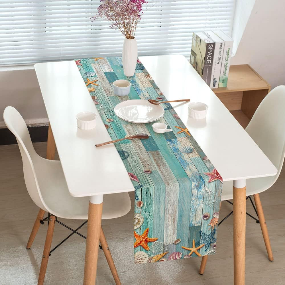 beach-table-runner-summer-ocean-beach-seashell-starfish-table-runner-for-kitchen-coastal-nautical-linen-non-slip-dining-table-runners-for-family-dinner-wedding-outdoor-indoor-party