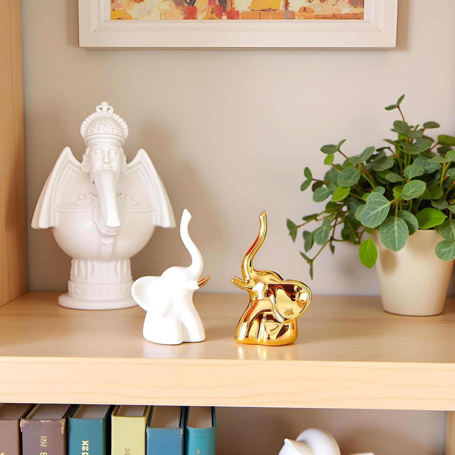 home-decor-elephant-statues-1-pair-small-decorative-accents-for-shelves-livingroom-and-bedroom-gold-and-white