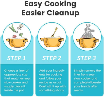 30 Count Slow Cooker Liners, Fits 1–2 Qt Pots, 10" X 13" Small Size | Bpa-Free, Durable Nylon Blend, Leakproof Design, Disposable Cooking Bags, Heat Resistant up to 400°F, for Small Pots5