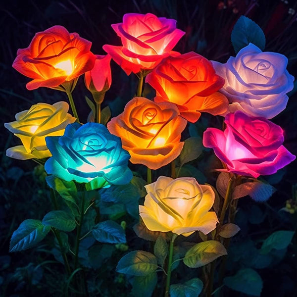 Solar Flowers Lights Outdoor Waterproof: 4Pack Garden Lights Yard Decor1