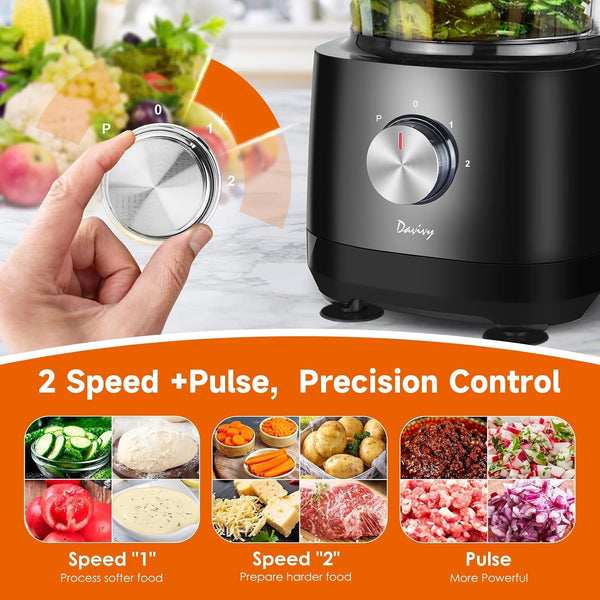 7-Cup Food Processor with Storage Drawer, 9-Blade for Home Meal Prep | Cheese Grate, Wavy Slicer Meat Chopper, Dough Kneading, Veggie Salad Shred, French Fries for Party, Healthy Snacks, Baby Food3
