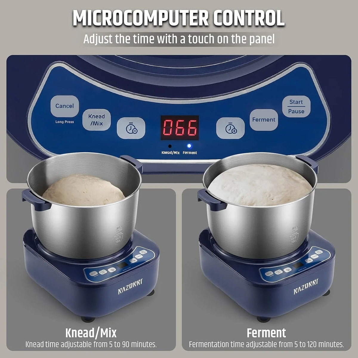 electric-dough-maker-5l-4-5qt-household-dough-mixer-with-ferment-function-microcomputer-timer-stuffing-blade-stainless-steel-bowl-for-bread-pizza-noodles-dumplings