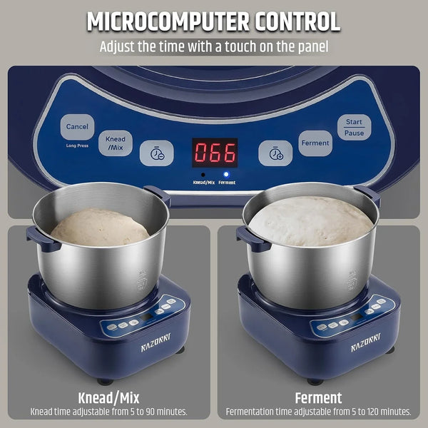 Electric Dough Maker, 5L 4.5QT Household Dough Mixer with Ferment Function, Microcomputer Timer, Stuffing Blade & Stainless Steel Bowl for Bread, Pizza, Noodles, Dumplings2