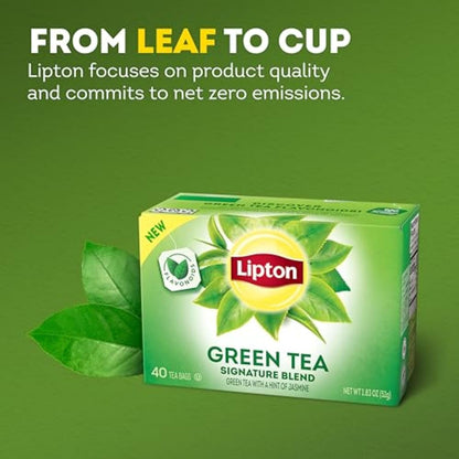 Lipton Signature Blend Green Tea Bags, Unsweetened Teabags for Hot Tea or Iced Tea with Caffeine and Flavonoids, 40 Total Tea Bags9