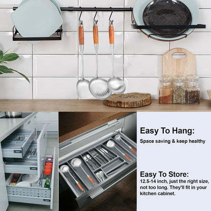 Stainless Steel Kitchen Utensils Set for Cooking Wooden Handle 9Pcs6