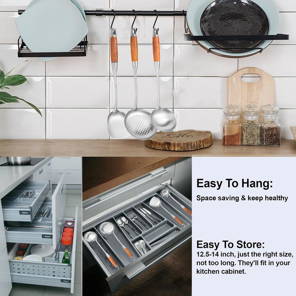 Stainless Steel Kitchen Utensils Set for Cooking Wooden Handle 9Pcs6