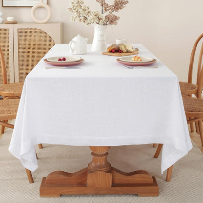 100% Pure French Linen Tablecloth(White, Square-55X55 Inch)4