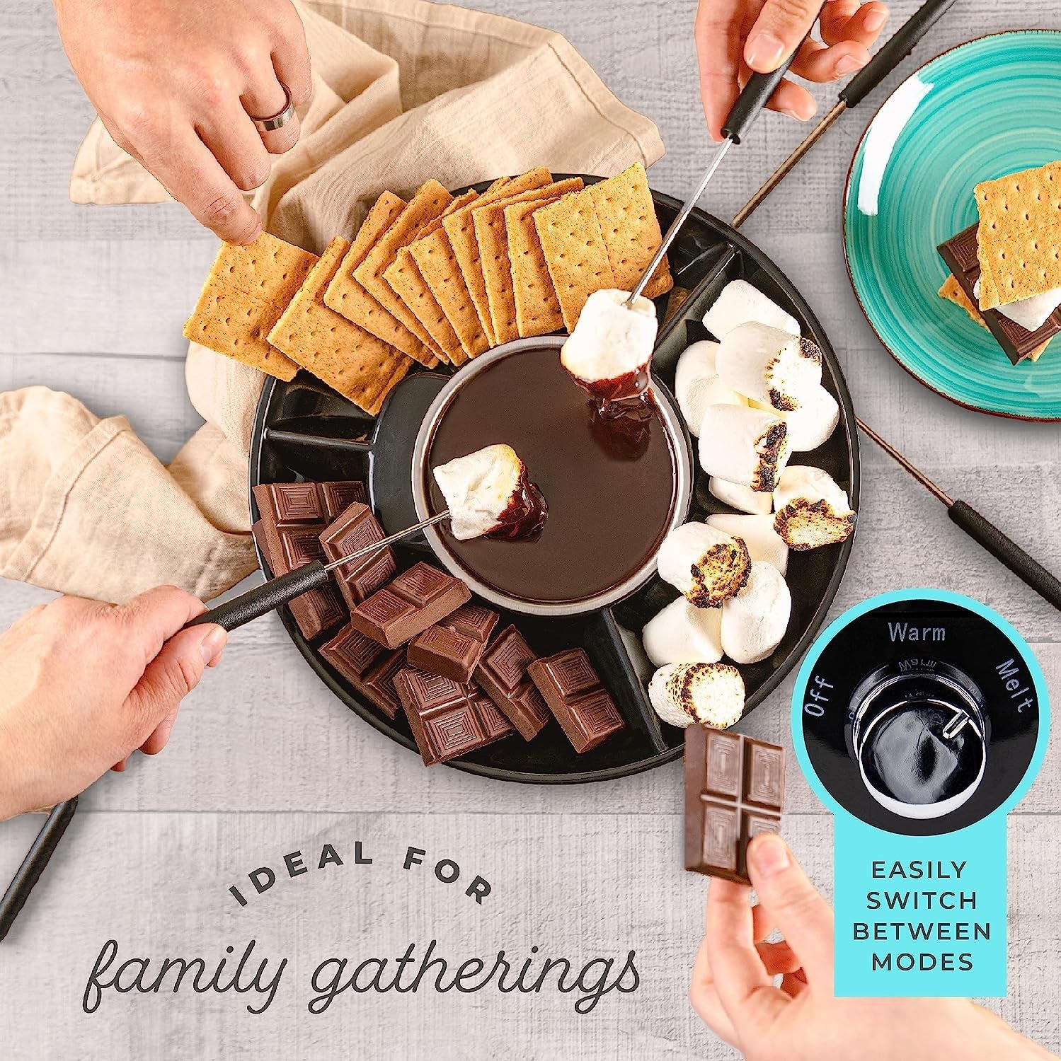 electric-fondue-pot-set-chocolate-fondue-kit-temperature-control-detachable-serving-tray-10oz-melting-pot-4-roasting-forks-gift-set-date-night-idea-serve-at-movie-night-or-game-night