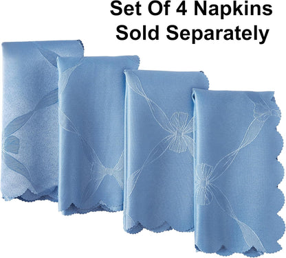 Ribbons and Bows Damask Fabric Tablecloth, Blue, 70 Inch Round, Wrinkle & Stain Resistant Table Cover8