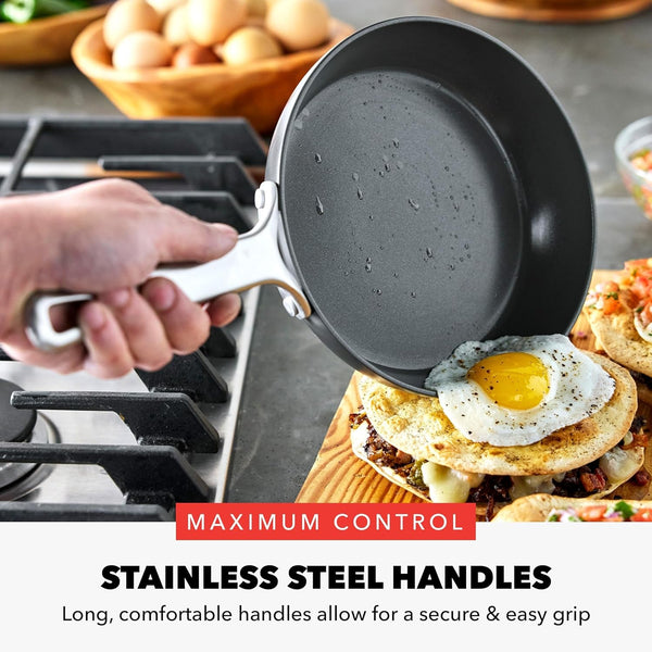 X Bobby Flay Hard Anodized Nonstick 10 Piece Cookware Set, Pfas-Free Ceramic Pots & Pans, Induction Suitable, Frypans, Saucepans Saute, Stockpot, Glass Lids, Dishwasher & Oven Safe, Black8