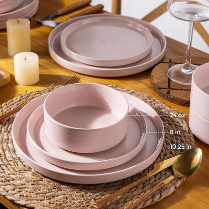 Stoneware Dinnerware Sets for 4,12Pcs Plates and Bowls Set2