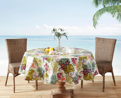 Kona Tropical Floral 70 Inch round Flannel Backed Tablecloth3