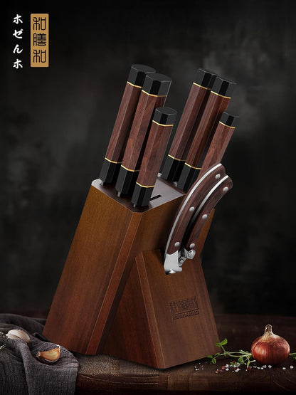 8 Pieces Knife Set, Razor Sharp Kitchen Knife Set with Block | Japanese 10Cr15Mov High Carbon Steel Kitchen Knives Set, Hand Forged Chef Knife Set with Ergonomic Rosewood Handle6