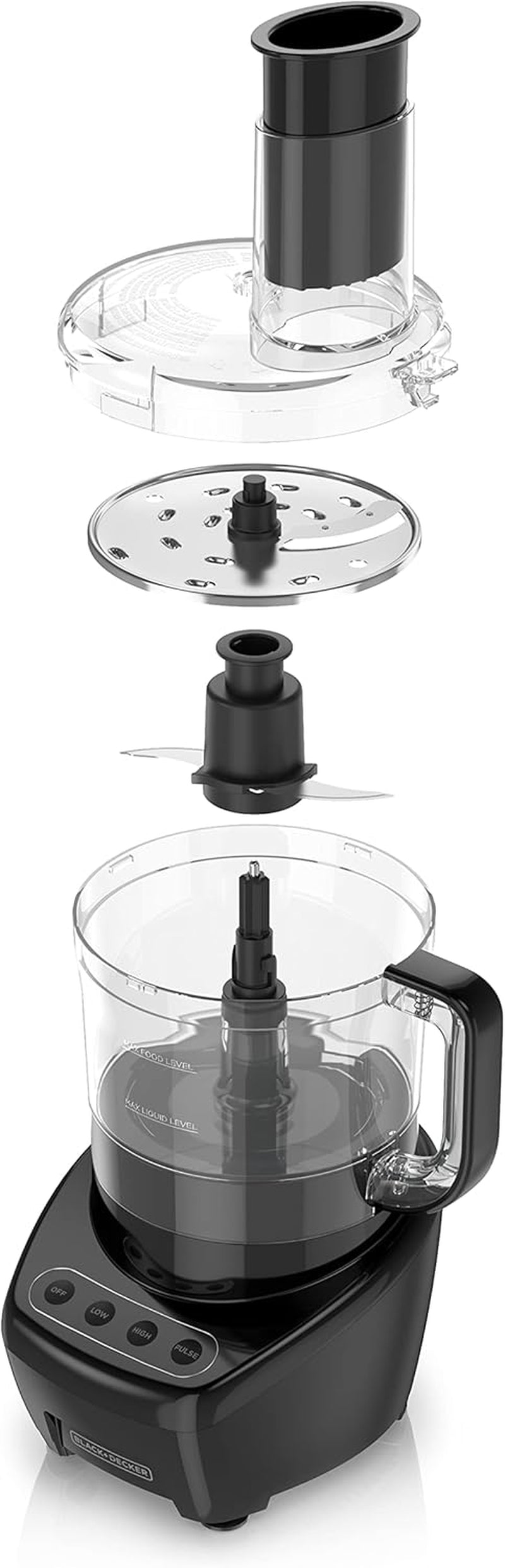 black-decker-food-processor-and-vegetable-chopper-stainless-steel-blade-8-cup-capacity-450w-power-with-attachments-to-shred-slice-mince-grind-and-puree-food-processor-with-easy-assembly-chopping-slicing-shredding-2-speeds-pulse-dishwasher-safe