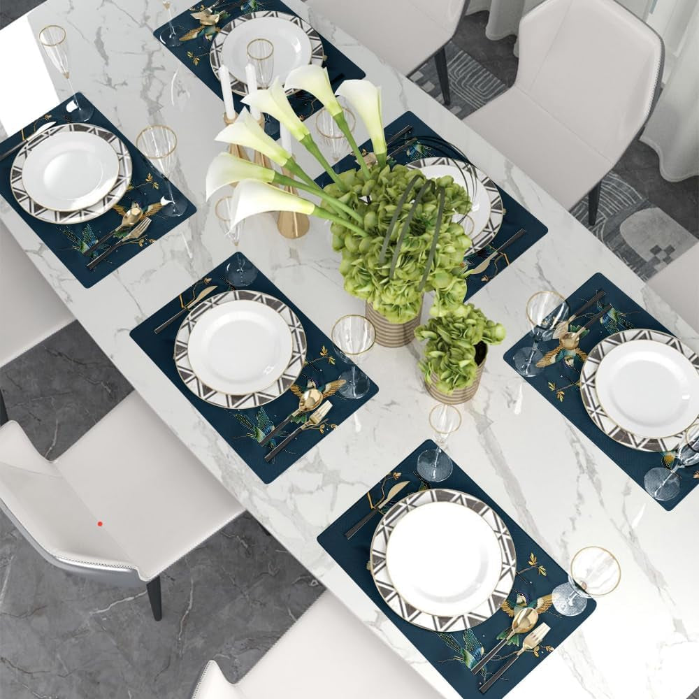 12x18-navy-green-hummingbird-golden-white-flowers-placemats-set-of-4-washable-thick-place-mats-kitchen-table-mats-decorative-linen-fabric-table-mat-for-dining-table-kitchen-home-decor