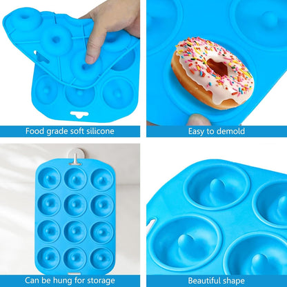 12 Hole Silicone Donut Pan Non-Stick - Bite Size Donut Pans for Baking | Heat Resistant Mini Donut Mold for Baking Donuts, Muffin, Cake Biscuit Bagels, Non-Stick Bottom, Dishwasher Safe8