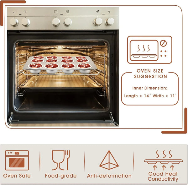 12-Cup Muffin Pan Tin, Stainless Steel Cupcake Pan, 1Pc | Muffin Tin for Oven Baking, Dishwasher Safe, Non-Toxic, Standard Size, Ideal for Homemade Muffin Cup Cake Tart Quiche4