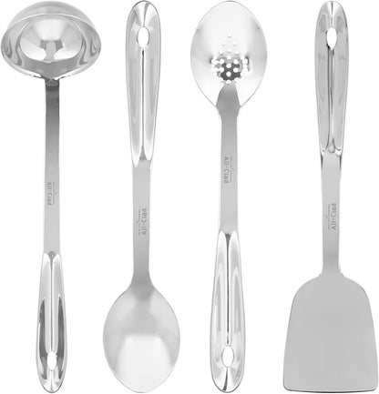 All-Clad 5-Piece Stainless Steel Kitchen Utensil Set – Includes Ladle, Solid Spoon, Slotted Spoon, Turner & Storage Caddy – Heavy-Gauge, Ergonomic, Dishwasher Safe, Silver3
