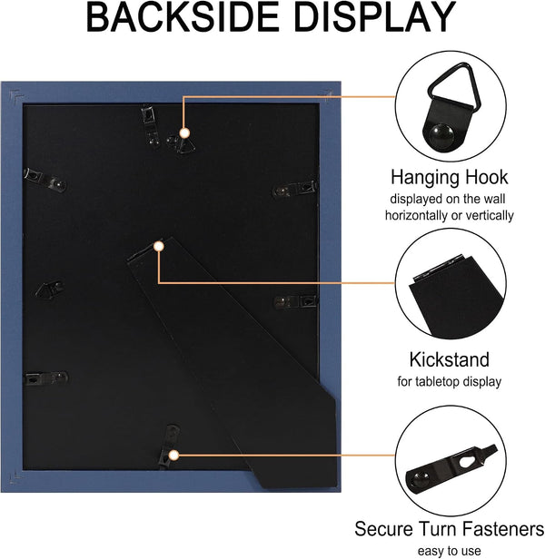 8X10 Picture Frame Set of 4 with Real Glass, Wall & Tabletop Display6