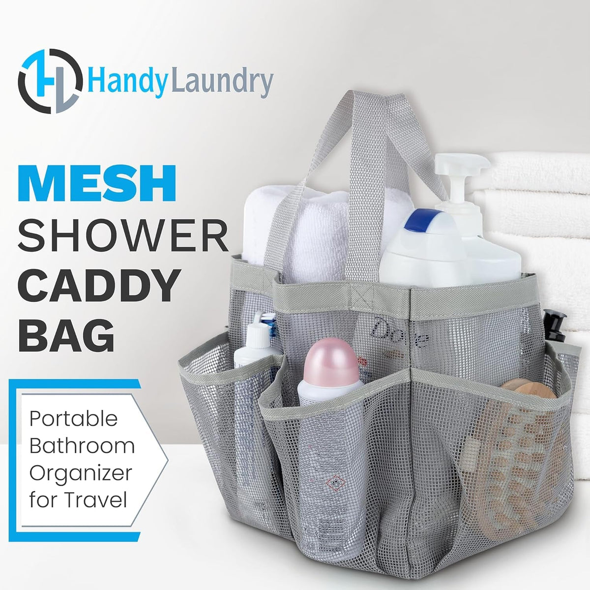 mesh-shower-caddy-7-pocket-portable-organizer-tote-for-college-dorm-gym-travel-bathroom-quick-dry-collapsible-lightweight-shower-bag-with-handle-gray