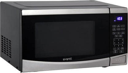 Microwave Oven 900-Watts Compact with 10 Power Levels and 6 Pre Cooking Settings, Speed Defrost, Electronic Control Panel and Glass Turntable, 0.9-Cu.Ft., Stainless Steel1