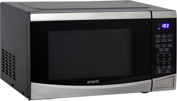 Microwave Oven 900-Watts Compact with 10 Power Levels and 6 Pre Cooking Settings, Speed Defrost, Electronic Control Panel and Glass Turntable, 0.9-Cu.Ft., Stainless Steel1