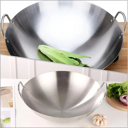 Stainless Steel Wok round Bottom Chinese Wok for Gas Stove Large Fry Pan Large Capacity Saute Pan 12.00X10.82X2.95In Even Heat Retention Easy-Clean Cooking7