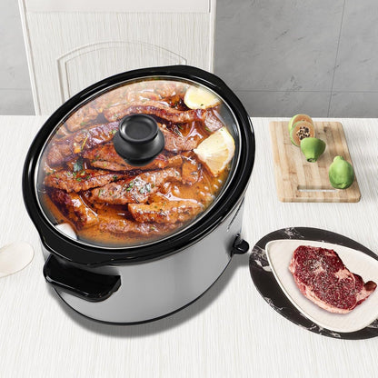 8 Quart Slow Cooker Oval Manual Pot Food Warmer with 3 Cooking Settings, Stainless Steel6