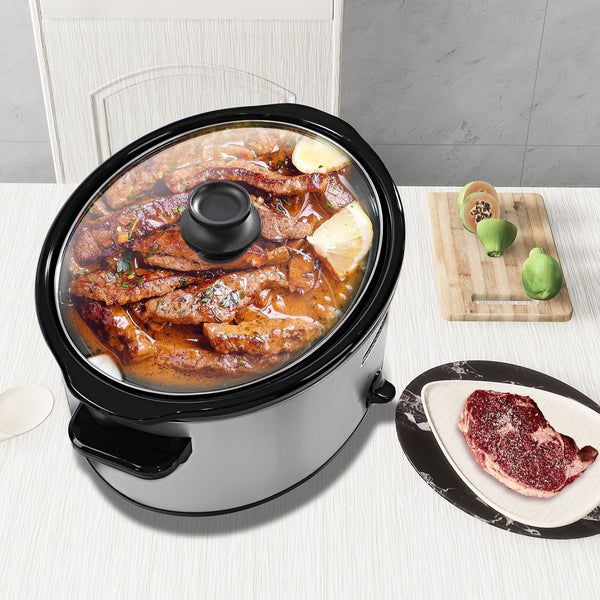 8 Quart Slow Cooker Oval Manual Pot Food Warmer with 3 Cooking Settings, Stainless Steel6