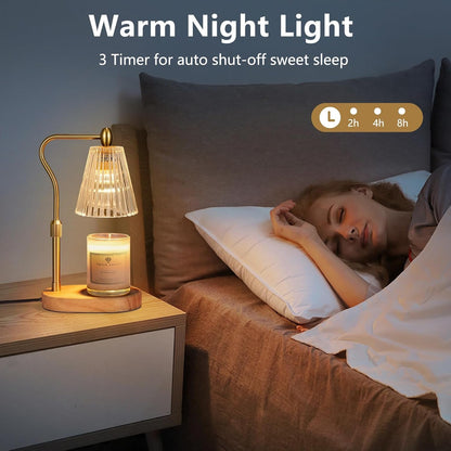 Candle Warmer Lamp - Candle Warmer Lamp with Timer and Dimmer Adjustable Height,Electric Wax Melt Warmer with 2 Bulbs for Scented Jar Candles Home Decor Mother'S Day Gifts, Amber2