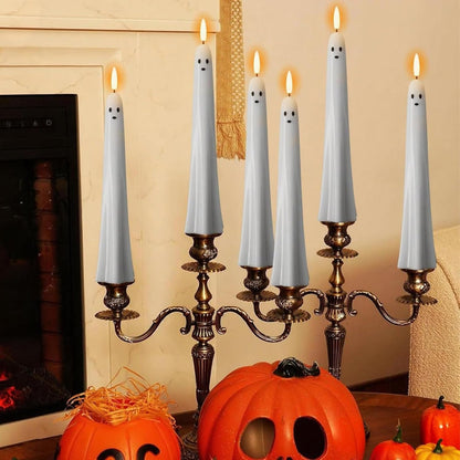 Ghost Halloween Flameless Taper Candles with Remote and Timer3