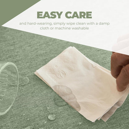 Faux Linen round Tablecloths 60 Inch, Waterproof Decorative Washable Texture Rustic Circle Table Cloth Cover for Dining Kitchen Party Farmhouse Outdoor(Round (2-4 Seats),Sage Green)5