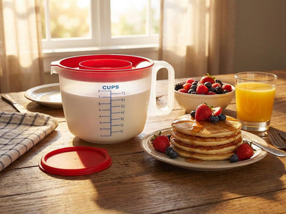 8 Cup Measuring Cup & Mixing Pitcher with Handle and Spout, Splatter-Free Lid, Bpa-Free, Ideal for Baking, Pancakes, and Whisking7