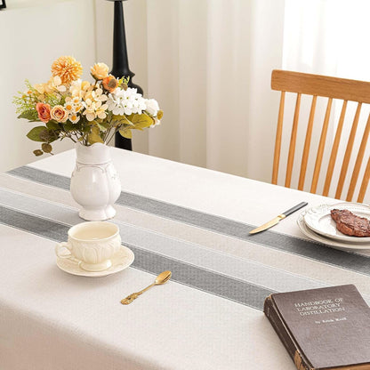 Rectangle Table Cloth Cotton Linen Waterproof Embroidery Tablecloth Rustic Farmhouse Style for Indoor Outdoor Dinning Tabletop Decoration-Grey Macarons-54 X707