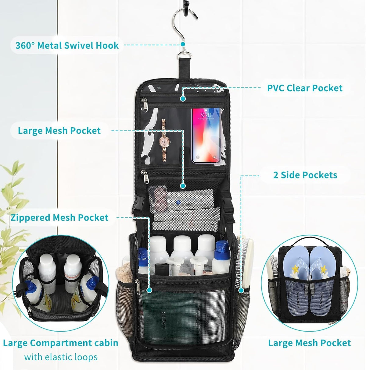 mesh-shower-caddy-portable-toiletry-bags-for-travel-black