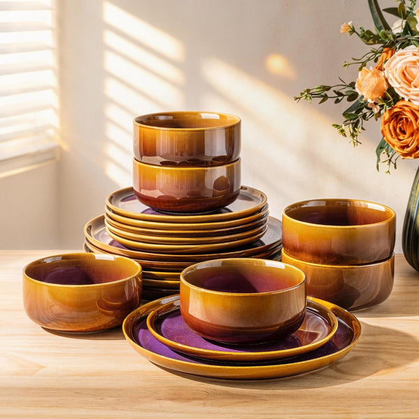 Ceramic Dinnerware Set for 6, 18-Piece Plates and Bowls Set1