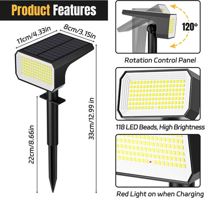 Solar Spot Lights Outdoor Waterproof, 6 Pack, 118 LED Cool White8