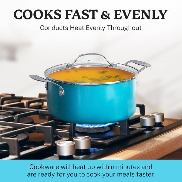 20 Piece Pots and Pans Set Nonstick Cookware Set, Pot and Pan Set, Kitchen Cookware Sets, Ceramic Cookware Set, Ceramic Pots and Pans Set, Pot Set, Dishwasher Safe, Aqua Blue7