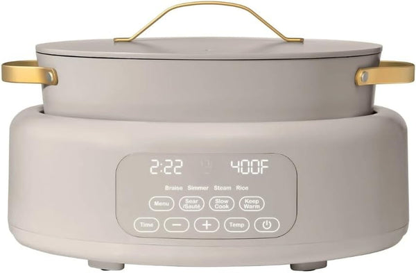 Wonderful 10-In-1 Electric Multi-Cooker 6 Qt Cast Aluminum Pot, 7 Preset Function,Oven & Dishwasher Safe to 400°F Sauté Slow Cook Steam Touch Display (Porcini Taupe)1