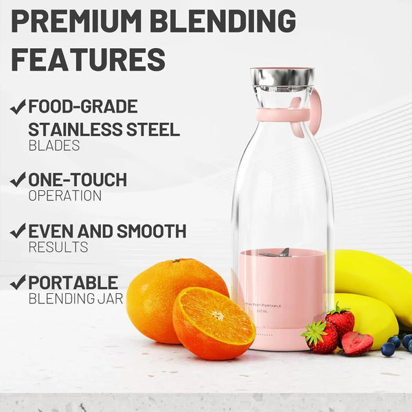 Portable Blender for Shakes and Smoothies with 11.83 Oz Travel Cup and Lid,Durable Stainless Steel Blades for Juice Blending Performance, Pink3